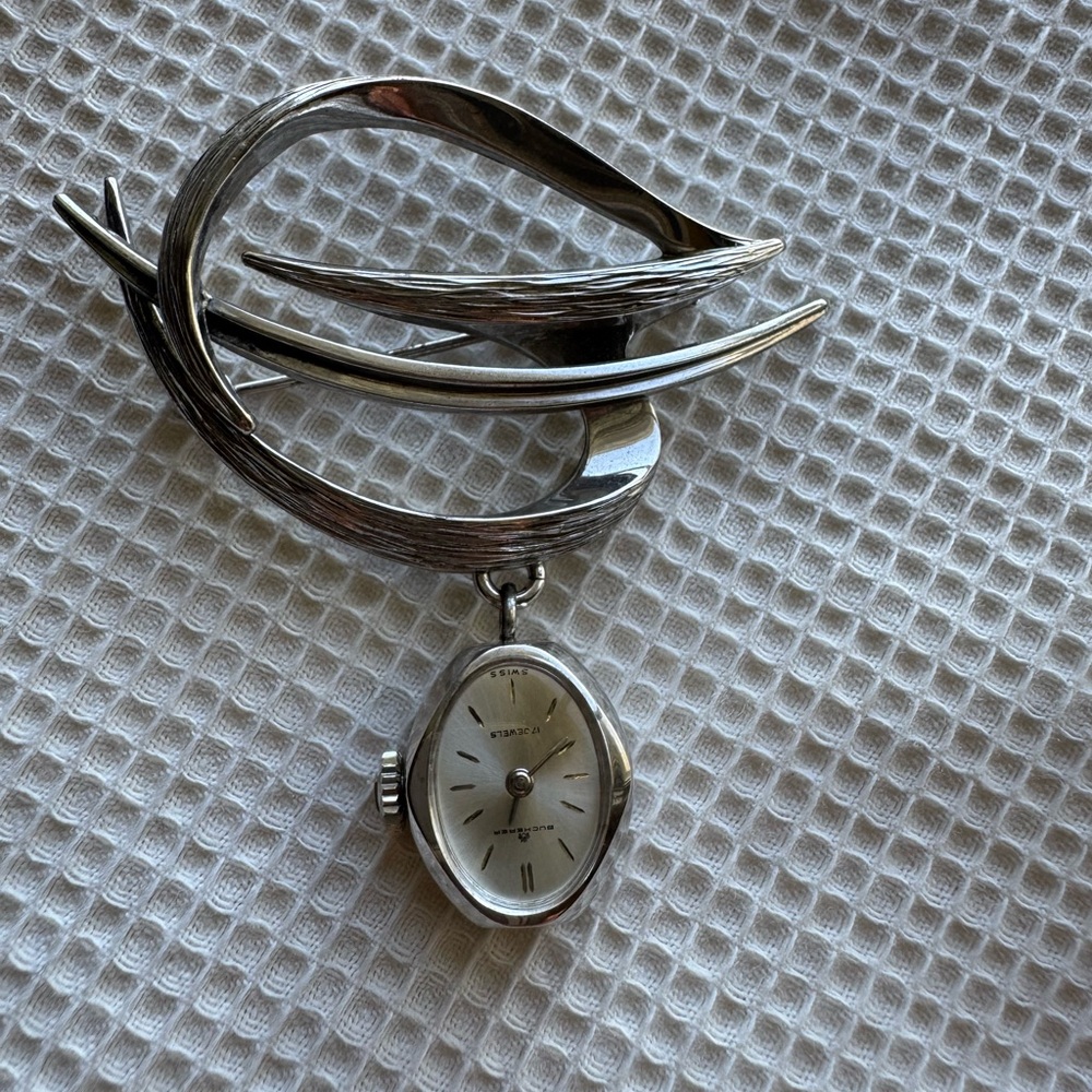 Vintage Bucherer Modernist Brooch Watch – 17 Jewels Swiss Made